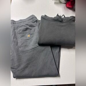 Women’s Gray carhartt sweatshirt and sweatpants set, Large, new with tags